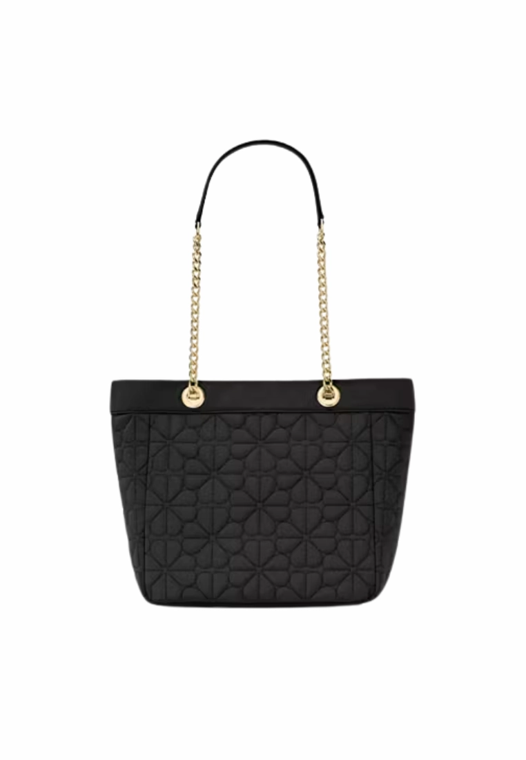 Kate Spade Flower Quilted Fabric Medium Tote Bag In Black KK156