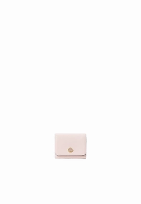 Kate Spade Kayla Embellished Spade Small L-Zip Wallet In Powder Sugar KK113