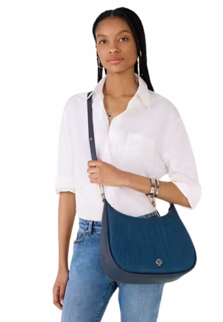 Kate Spade Kayla Large Denim Fabric Shoulder Bag In Blue Multi KK082