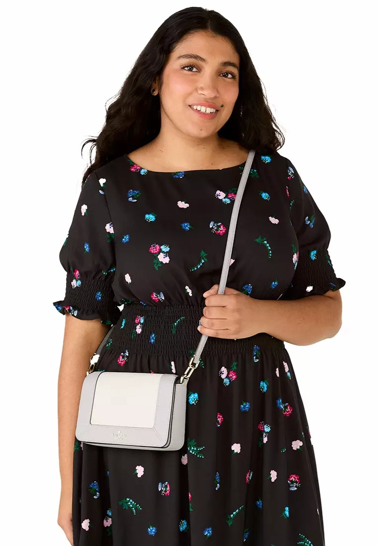 Kate Spade Lena Colorblock Mini Flap Crossbody Bag In Mountain Grey KH792