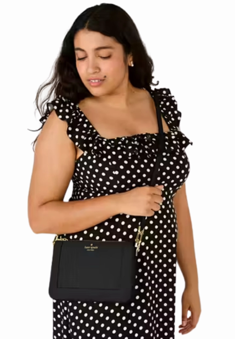 Kate Spade Lena Double Compartment Crossbody Bag In Black KH430