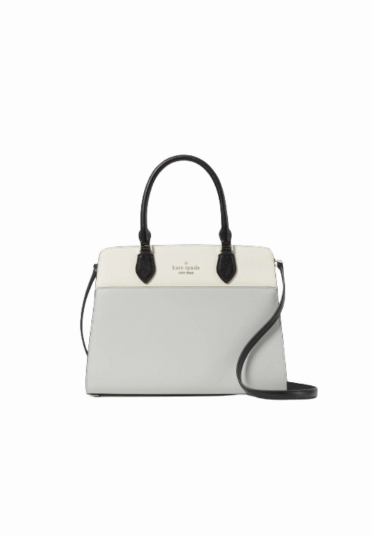 Kate Spade Madison Colorblock Crossbody Medium Satchel In Platinum Grey KC621