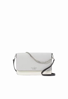 Kate Spade Madison Crossbody Bag Flap Convertible In Platinum Grey KC623