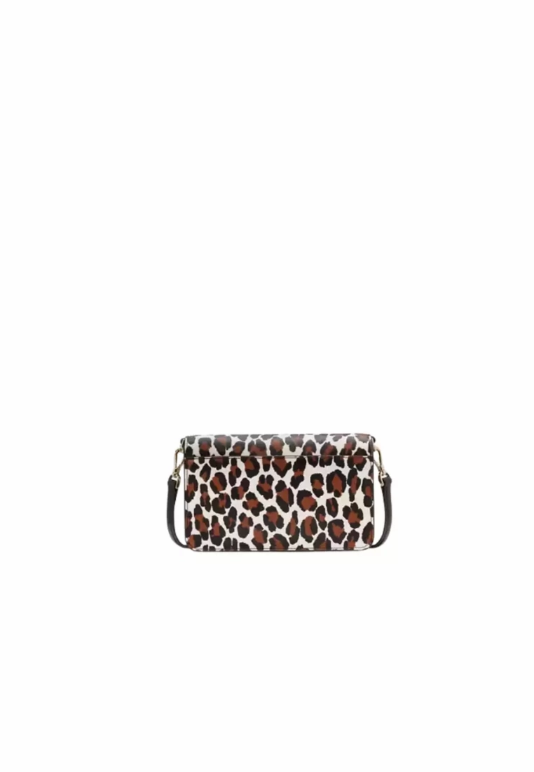 Kate Spade Madison Spotted Leopard Crossbody Bag Small Flap In Cream Multi KH778