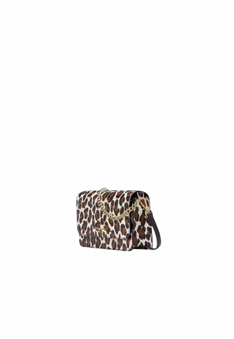 Kate Spade Madison Spotted Leopard Crossbody Bag Small Flap In Cream Multi KH778