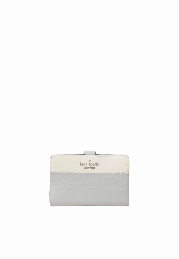Kate Spade Madison Wallet Medium Compact Bifold In Platinum Grey KC511
