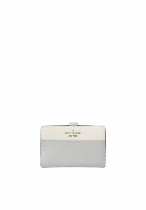 Kate Spade Madison Wallet Medium Compact Bifold In Platinum Grey KC511