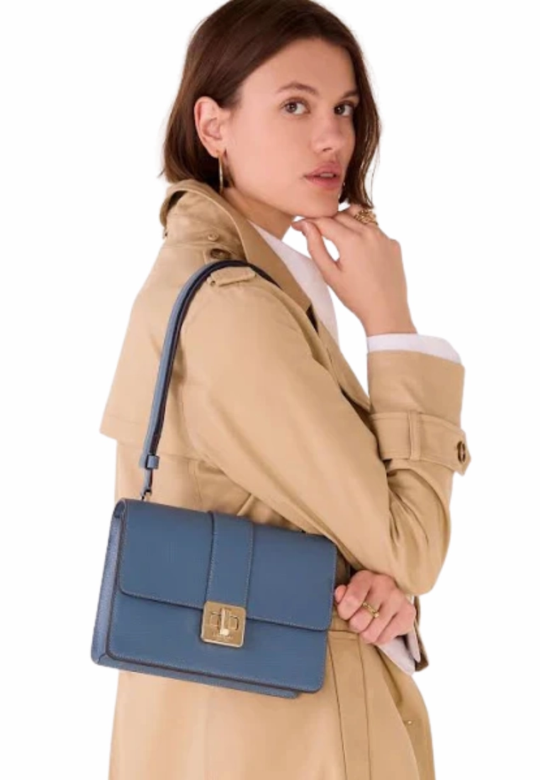 Kate Spade Phoebe Turnlock Shoulder Bag In Blue Stone KK123