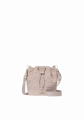 Kate Spade Spade Flower Quilted Bucket Bag In Cozy Grey KK076