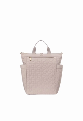 Kate Spade Spade Flower Quilted Convertible Backpack In Cozy Grey KK161