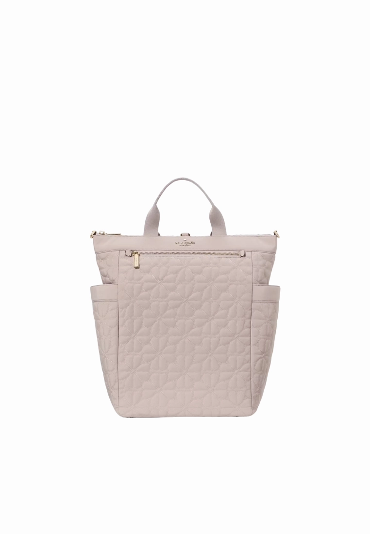 Kate Spade Spade Flower Quilted Convertible Backpack In Cozy Grey KK161