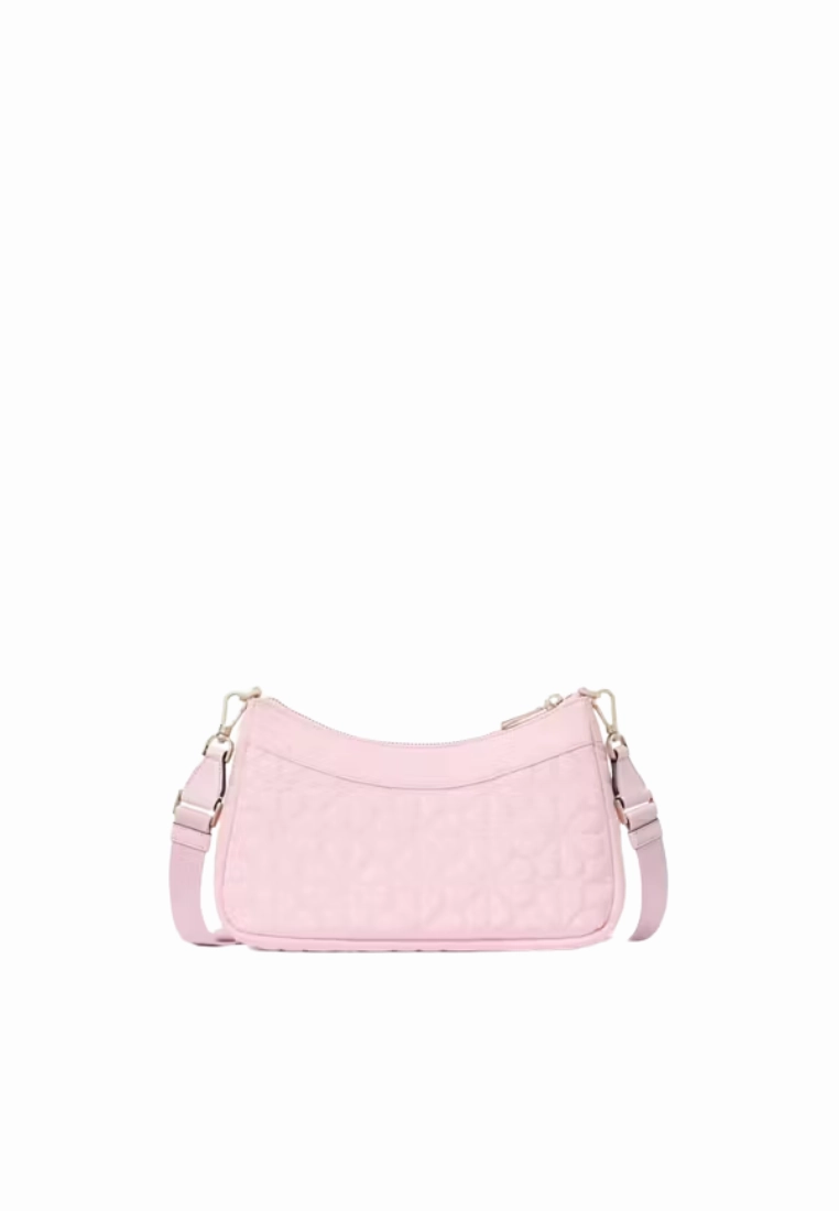 Kate Spade Spade Flower Quilted Nylon Convertible Shoulder Bag In Pink Horiz KK077