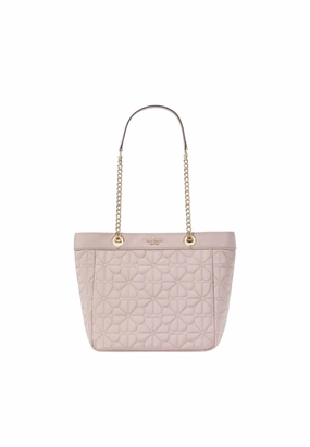 Kate Spade Spade Flower Quilted Nylon Tote Bag In Cozy Grey KK156