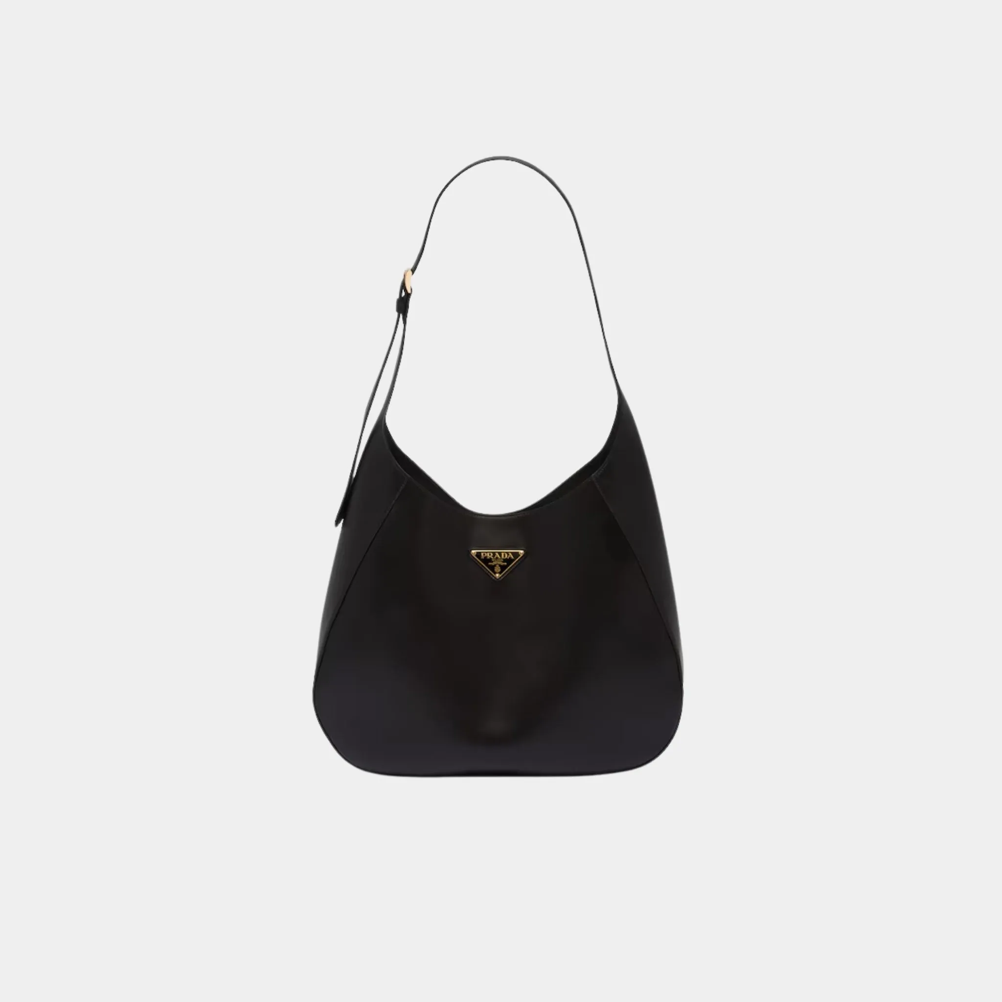 Large Leather Shoulder Bag with Topstitching