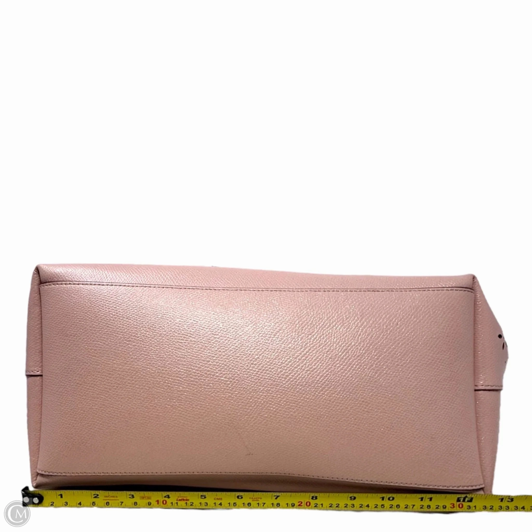 Laser Cut Leather City Tote Designer By Coach In Peach Rose Glitter, Size: Large