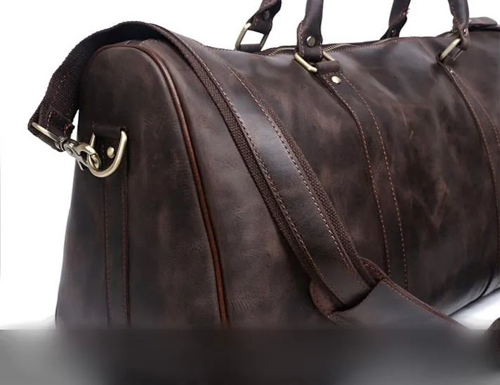 Leather Mens Weekender Bag Cool Travel Bag Duffle Bags Overnight Bag for men