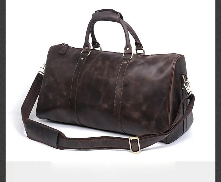 Leather Mens Weekender Bag Cool Travel Bag Duffle Bags Overnight Bag for men