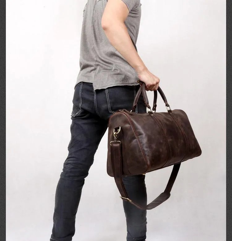 Leather Mens Weekender Bag Cool Travel Bag Duffle Bags Overnight Bag for men