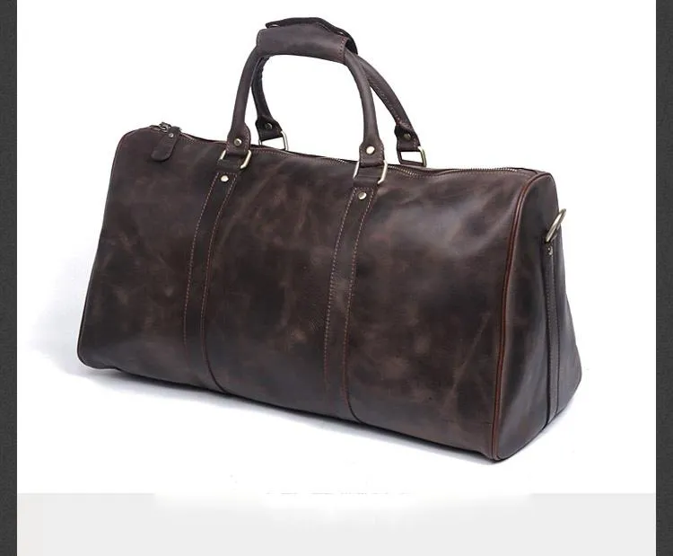 Leather Mens Weekender Bag Cool Travel Bag Duffle Bags Overnight Bag for men