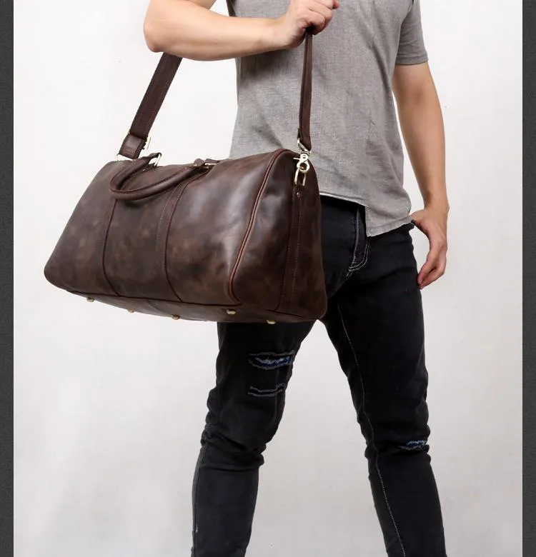 Leather Mens Weekender Bag Cool Travel Bag Duffle Bags Overnight Bag for men