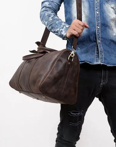 Leather Mens Weekender Bag Cool Travel Bag Duffle Bags Overnight Bag for men
