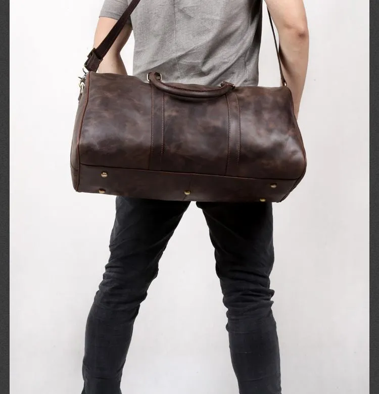 Leather Mens Weekender Bag Cool Travel Bag Duffle Bags Overnight Bag for men