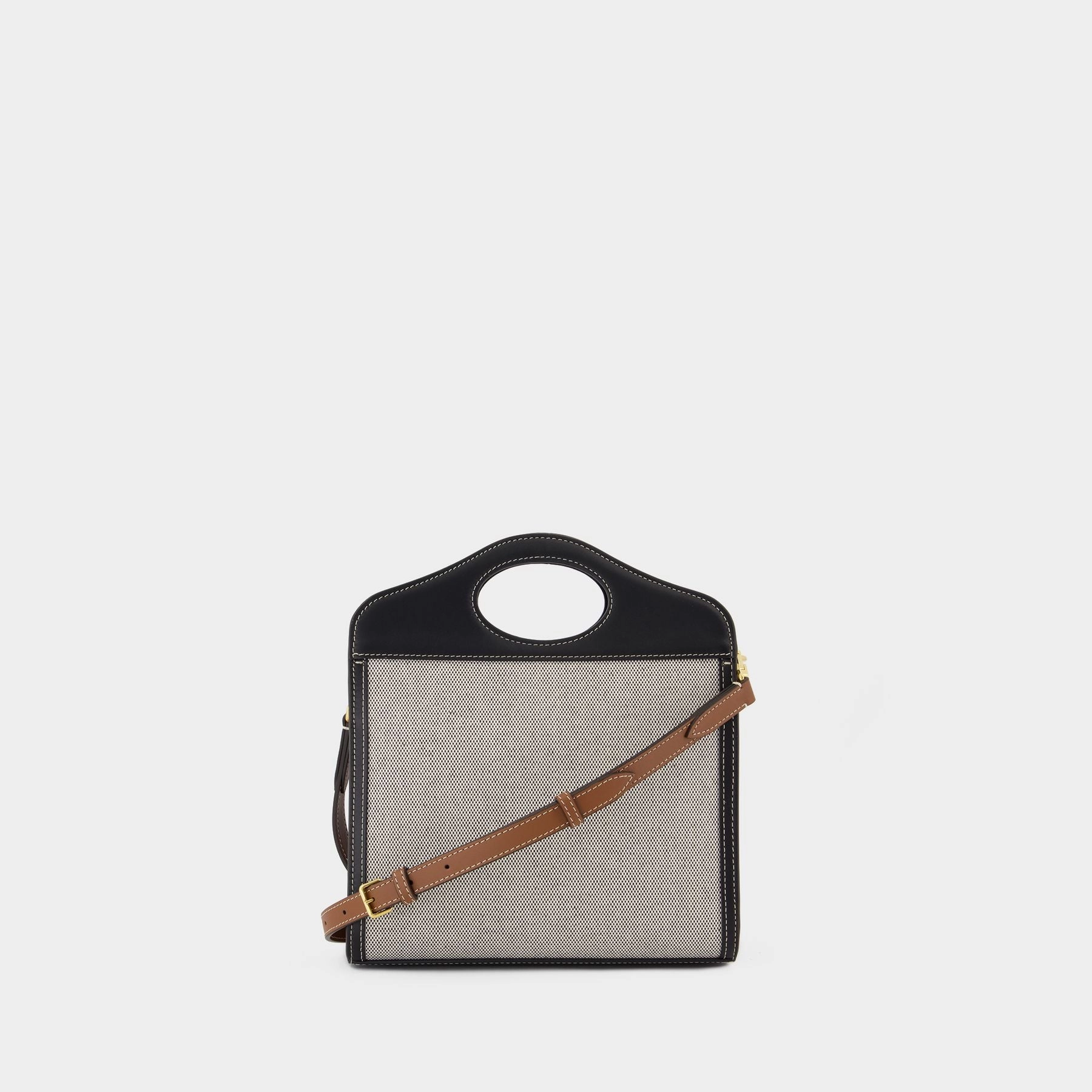 Ll Mn Pocket Ll6 Handbag - Burberry -  Black/Tan - Cotton