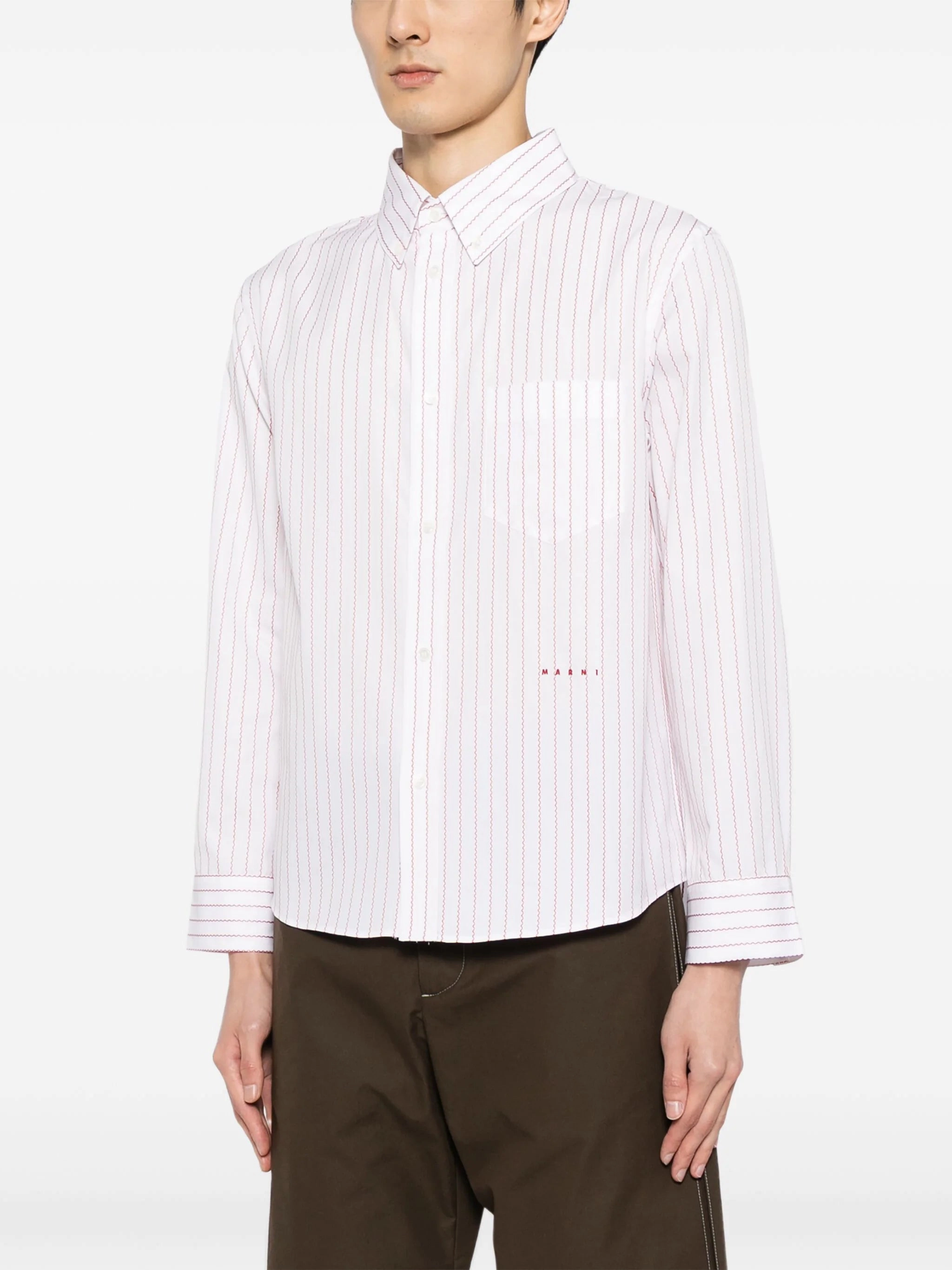 Logo-Embroidered Striped Cotton Shirt