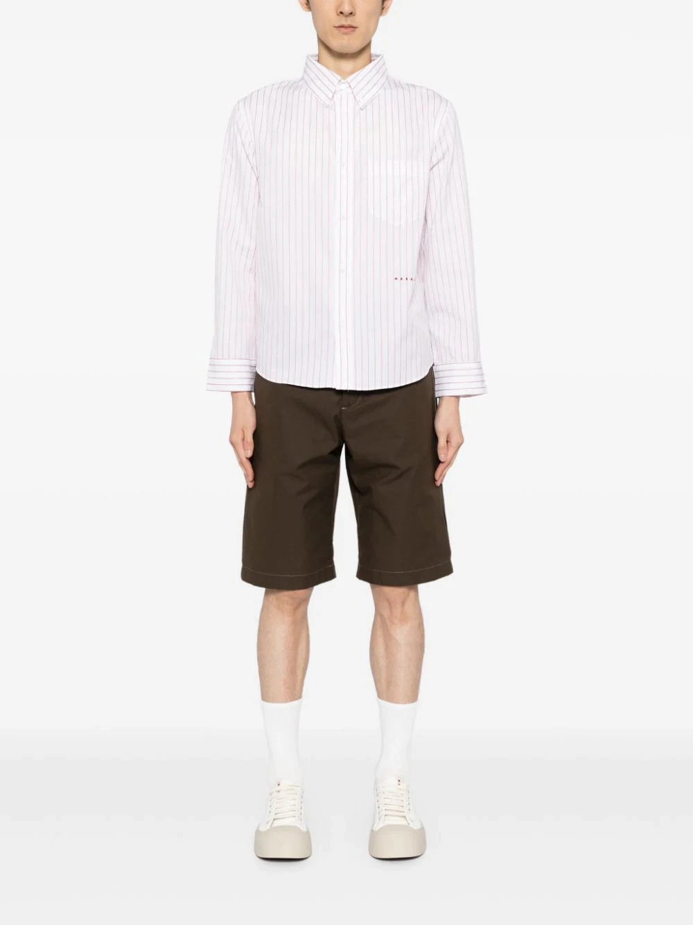 Logo-Embroidered Striped Cotton Shirt