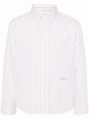 Logo-Embroidered Striped Cotton Shirt