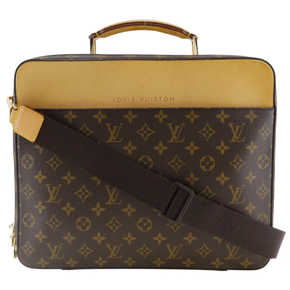 LOUIS VUITTON Business bag Monogram canvas Brown 2WAYShoulder Special order Porto Ordina Tour Savanna mens Used