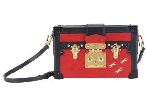 LOUIS VUITTON PETITE MALLE (M500313) ROUGE, BLACK EPI LEATHER SHOULDER BAG GOLD HARDWARE WITH DUST COVER AND BOX