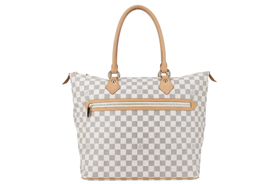 LOUIS VUITTON SALEYA GM DAMIER AZUR SHOULDER BAG CANVAS GOLD HARDWARE DU1067 NO DUST COVER