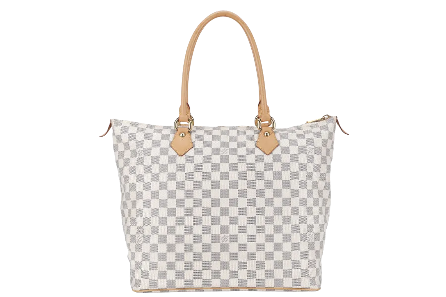 LOUIS VUITTON SALEYA GM DAMIER AZUR SHOULDER BAG CANVAS GOLD HARDWARE DU1067 NO DUST COVER