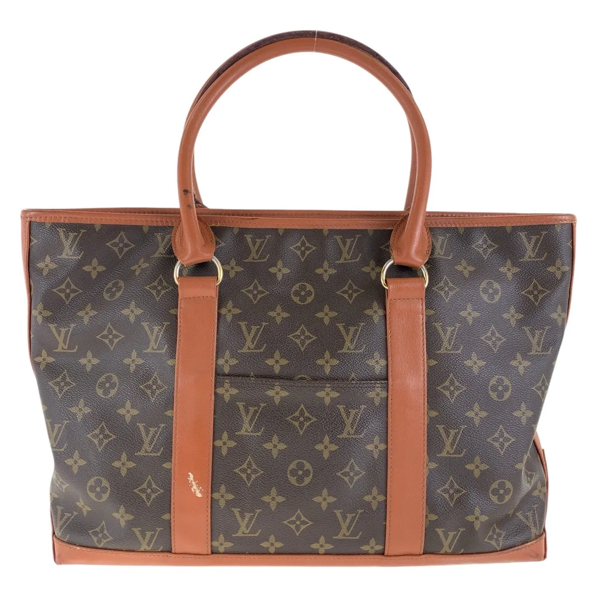 LOUIS VUITTON Tote Bag M42425 PVC, Leather Brown Tote Bag Shoulder Bag Monogram Weekend PM Women Used