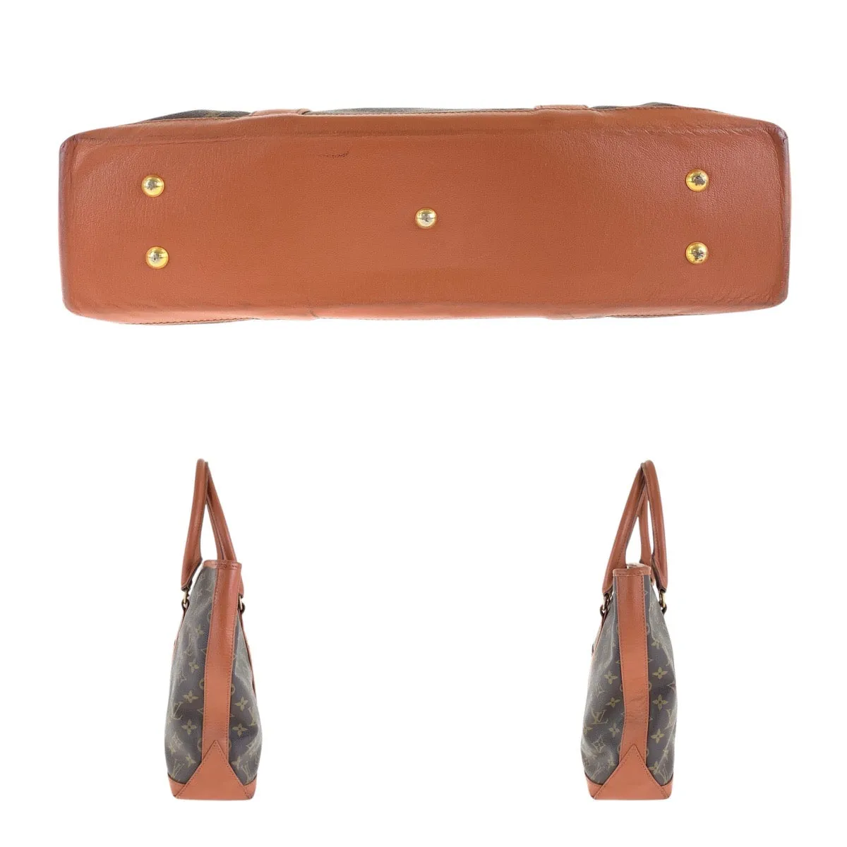 LOUIS VUITTON Tote Bag M42425 PVC, Leather Brown Tote Bag Shoulder Bag Monogram Weekend PM Women Used