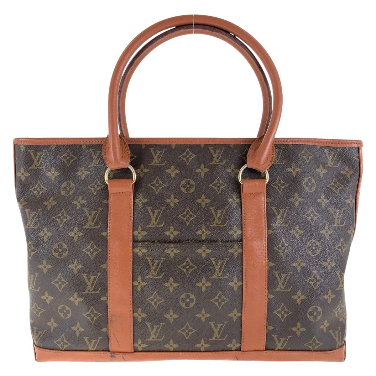LOUIS VUITTON Tote Bag M42425 PVC, Leather Brown Tote Bag Shoulder Bag Monogram Weekend PM Women Used