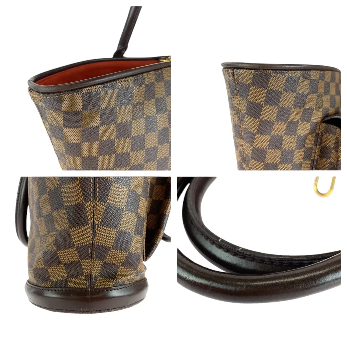 LOUIS VUITTON Tote Bag N51120 PVC Brown Gold Metal Tote Bag Shoulder Bag Damier Manosque GM Women Used