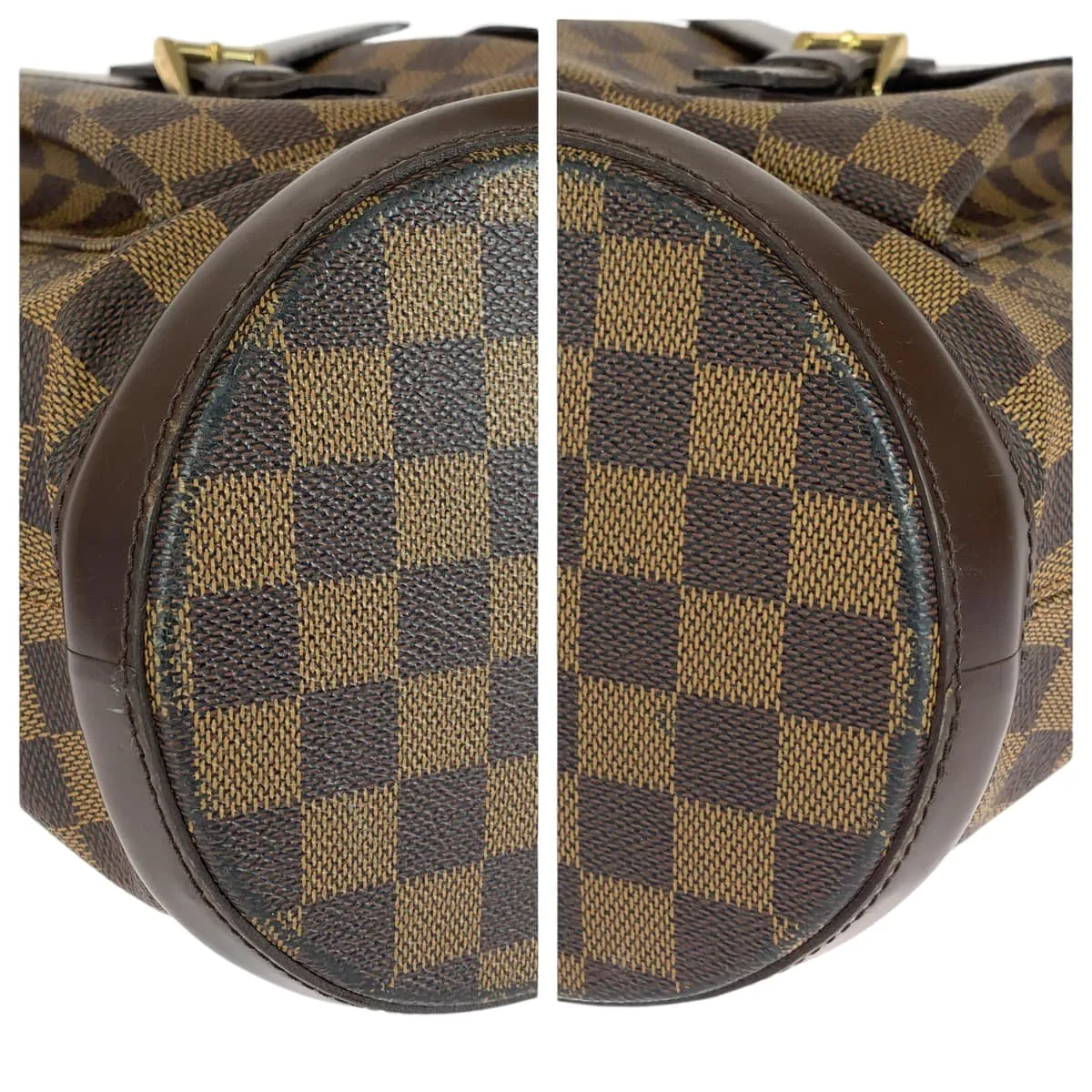 LOUIS VUITTON Tote Bag N51120 PVC Brown Gold Metal Tote Bag Shoulder Bag Damier Manosque GM Women Used