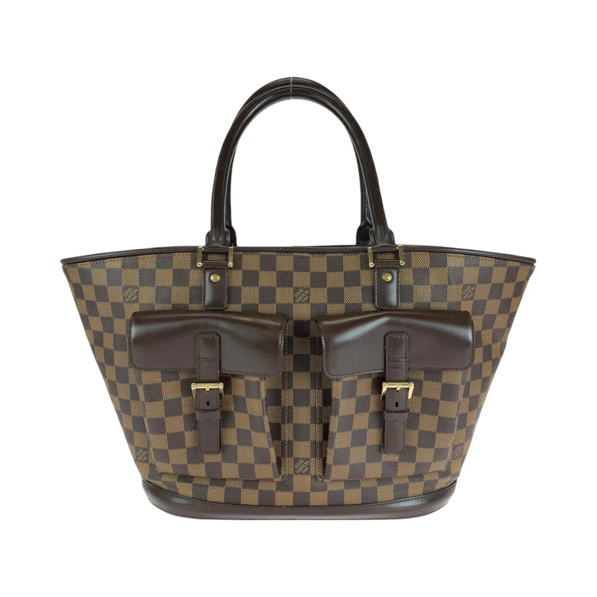 LOUIS VUITTON Tote Bag N51120 PVC Brown Gold Metal Tote Bag Shoulder Bag Damier Manosque GM Women Used