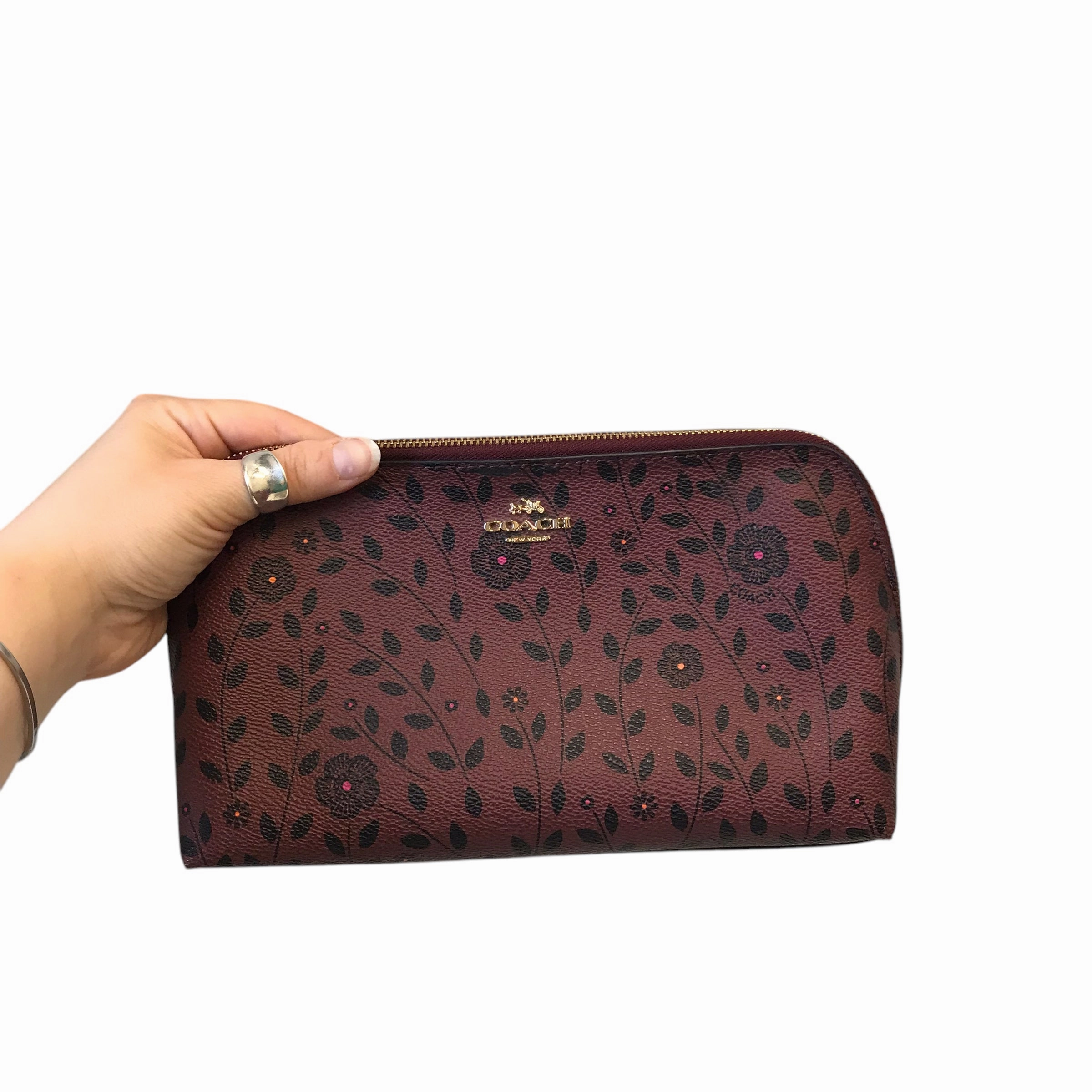 Makeup Bag Designer By Coach In Red, Size:Medium