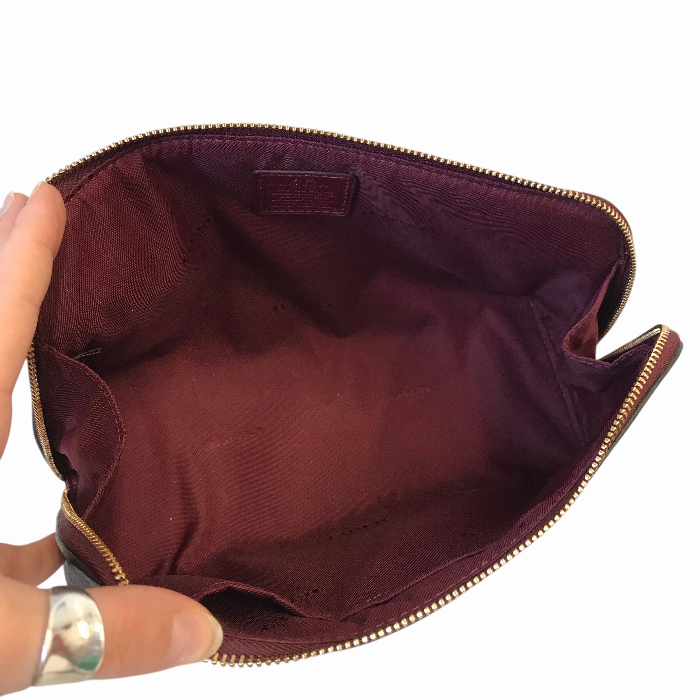 Makeup Bag Designer By Coach In Red, Size:Medium