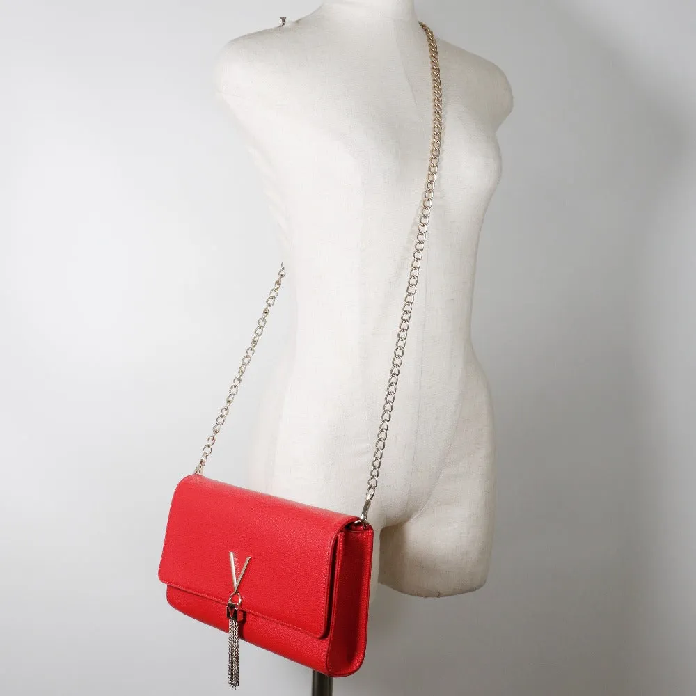 MARIO VALENTINO Shoulder Bag leather Red 2-way clutch ChainShoulder Women Used