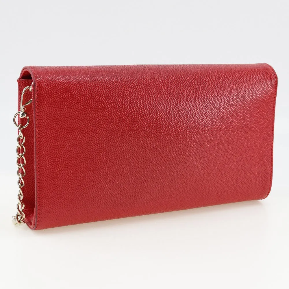 MARIO VALENTINO Shoulder Bag leather Red 2-way clutch ChainShoulder Women Used