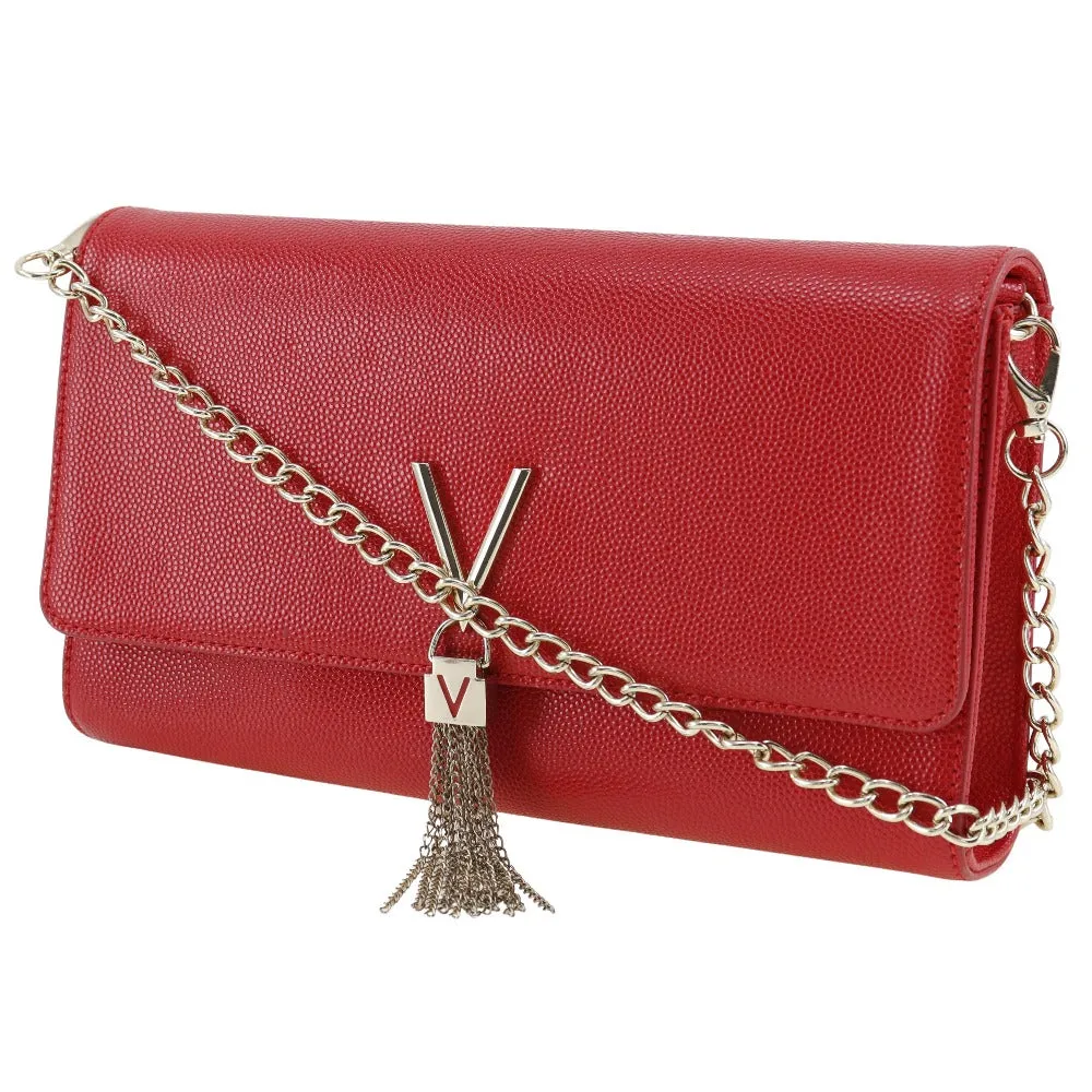 MARIO VALENTINO Shoulder Bag leather Red 2-way clutch ChainShoulder Women Used