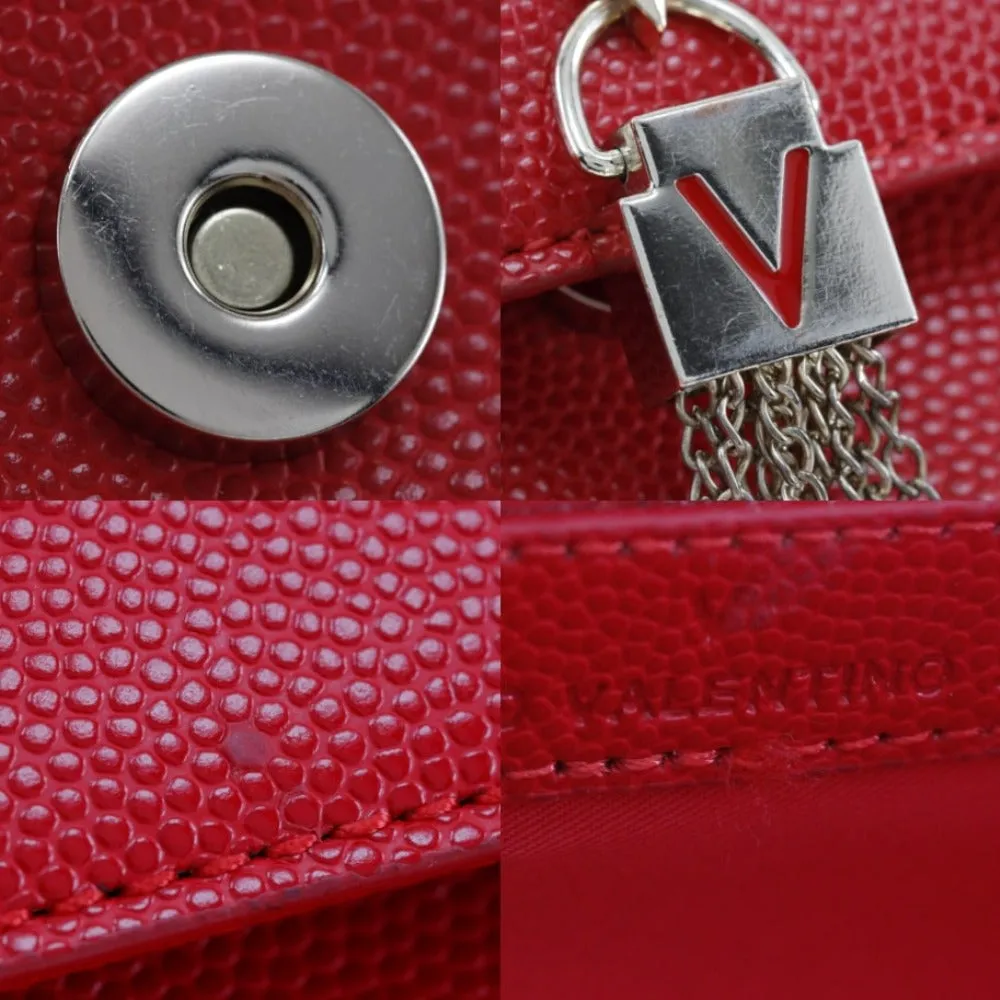 MARIO VALENTINO Shoulder Bag leather Red 2-way clutch ChainShoulder Women Used