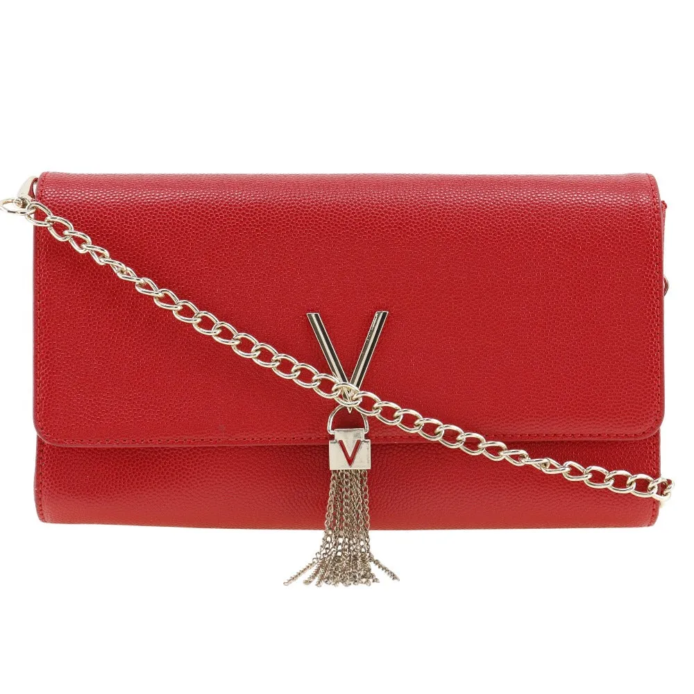 MARIO VALENTINO Shoulder Bag leather Red 2-way clutch ChainShoulder Women Used