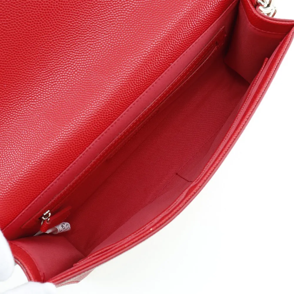 MARIO VALENTINO Shoulder Bag leather Red 2-way clutch ChainShoulder Women Used