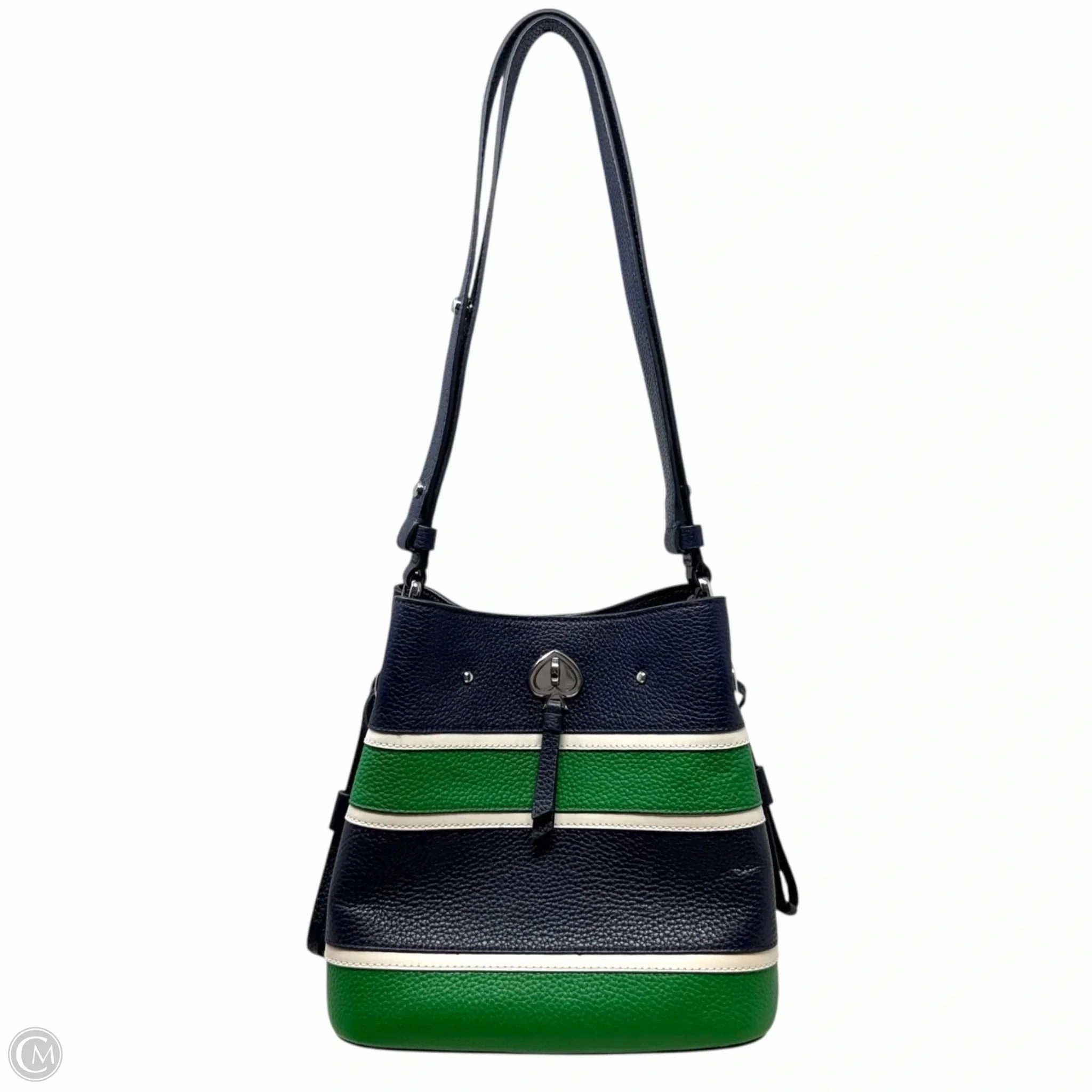 Marti Stripe Applique Small Bucket Bag Designer By Kate Spade In Green Navy Multi, Size: Medium