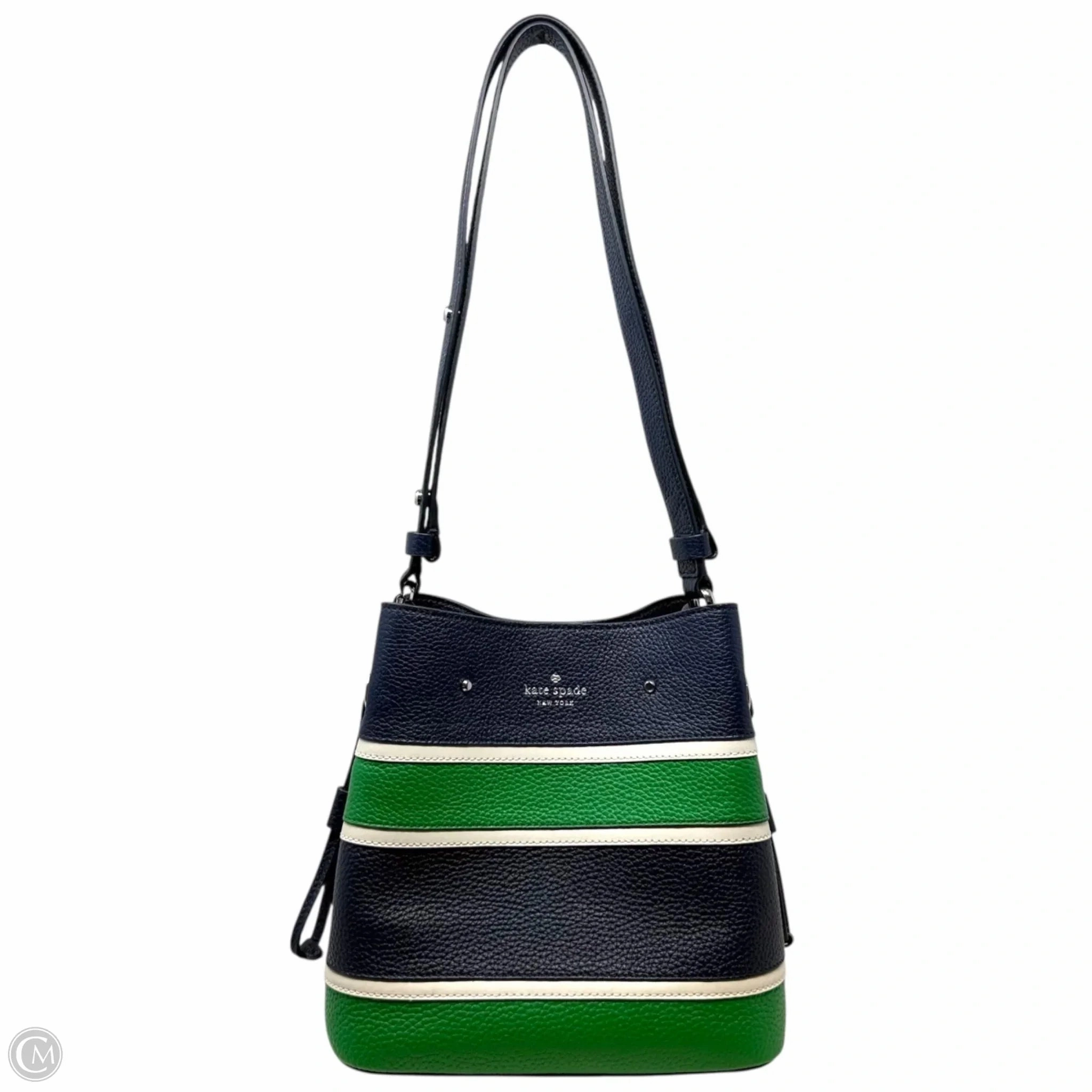 Marti Stripe Applique Small Bucket Bag Designer By Kate Spade In Green Navy Multi, Size: Medium